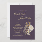 Paarse Daisy Antieke Trouwreceptie Uitnodiging (Voorkant)