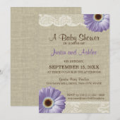 Paarse Daisy-Baby shower Kaart (Voorkant / Achterkant)