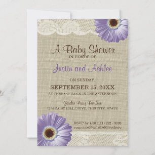 Paarse Daisy-Baby shower Kaart