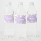 Paarse Daisy-Baby shower Waterfles Etiket (Flessen)