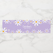 Paarse Daisy-Baby shower Waterfles Etiket (Enkel label)