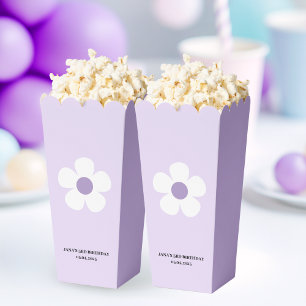 Paarse Daisy Birthday Popcorn   Elegante bloem Bedankdoosjes