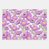 Paarse Daisy Bloemen Inpakpapier Vel (Voorkant 3)