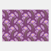 Paarse Daisy Bloemen Inpakpapier Vel (Voorkant 2)