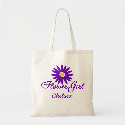 Paarse Daisy Bloemenmeisje Tote Bag (Voorkant)