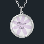Paarse Daisy Bloemenmeisje Wedding Zilver Vergulden Ketting<br><div class="desc">Het Paarse Daisy Bloemenmeisje Wedding Ketting maakt een uniek gepersonaliseerd huwelijkscadeau voor je Bloemenmeisje. Of, indien gewenst, verander de tekst in creëer een bruidsmeisje gift. Dit schattige en hedendaagse ketting voor bloemige bruiloft is voorzien van een paars daisy design met een witte achtergrond in een sterling zilveren geplateerde ronde hanger....</div>
