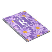 Paarse Daisy bloesems gepersonaliseerd Monogram Notitieboek (Rechterzijde)