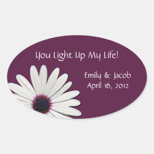 Paarse Daisy Candle Jar Bruiloft Favor Labels