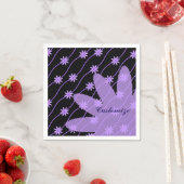 Paarse Daisy Chain Floral Pattern Napkins Servetten (Insitu)