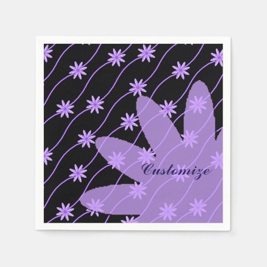 Paarse Daisy Chain Floral Pattern Napkins Servetten (Voorkant)