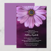 Paarse Daisy Christening / Baptisme Uitnodigingen (Voorkant / Achterkant)