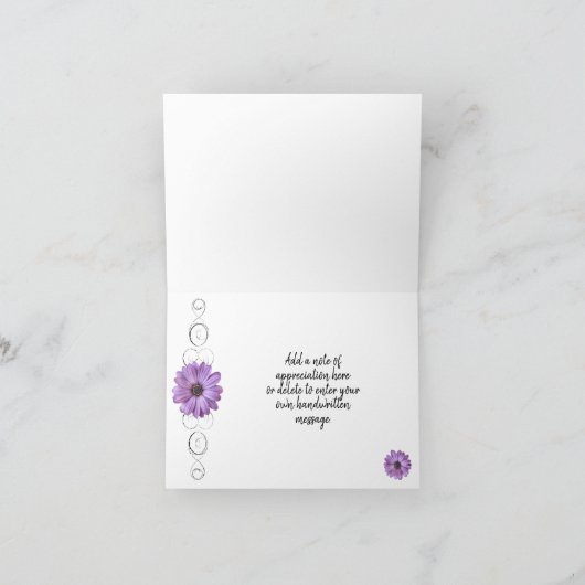 Paarse Daisy - Dank je wel Kaart (Binnen)