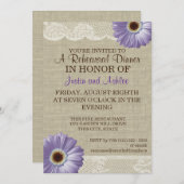 Paarse Daisy en Lace repetitie Dinner Party Kaart (Voorkant / Achterkant)