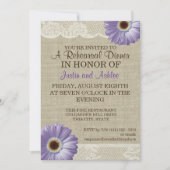 Paarse Daisy en Lace repetitie Dinner Party Kaart (Voorkant)