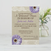 Paarse Daisy en Lace repetitie Dinner Party Kaart (Staand voorkant)