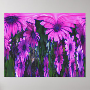 Paarse Daisy Fantasy Floral Abstracte Art Poster