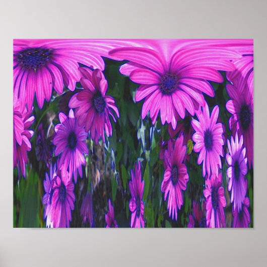 Paarse Daisy Fantasy Floral Abstracte Art Poster (Voorkant)