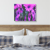 Paarse Daisy Floral Abstracte kunst Canvas Afdruk (Insitu (Slaapkamer))