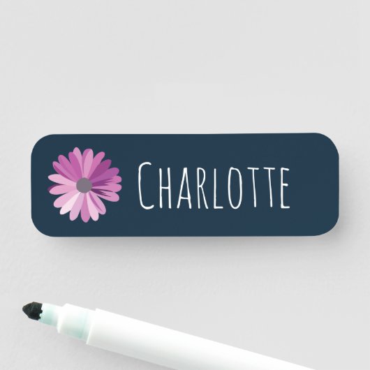 Paarse Daisy Floral Naamplaatje (In situ)