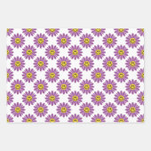 Paarse Daisy Floral Stripes Polka Dot Inpakpapier Vel (Voorkant)