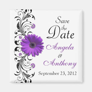 Paarse Daisy Floral Wedding Save the Date Magnet