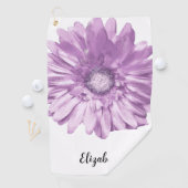  paarse daisy flower aangepaste naam womens golfhanddoek (Insitu)