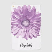  paarse daisy flower aangepaste naam womens golfhanddoek (Voorkant)