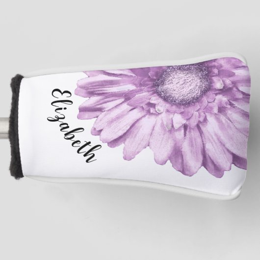  paarse daisy flower aangepaste naam womens golfheadcover (Voorkant)