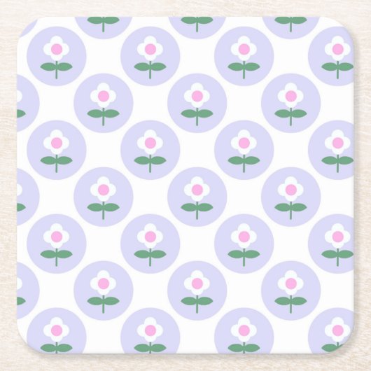 Paarse Daisy Flower Baby shower in Bloom Party Kartonnen Onderzetters (Voorkant)