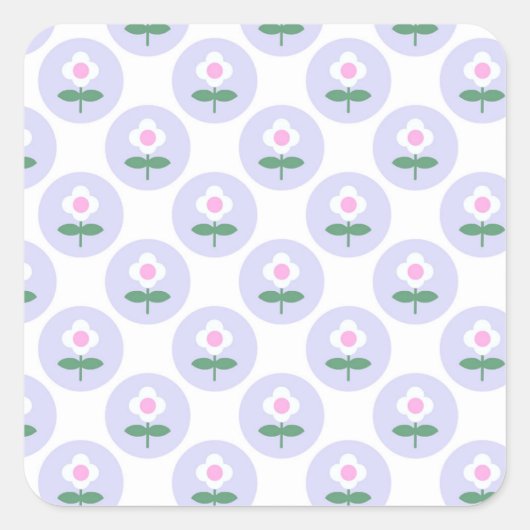 Paarse Daisy Flower Baby shower in Bloom Party Vierkante Sticker (Voorkant)