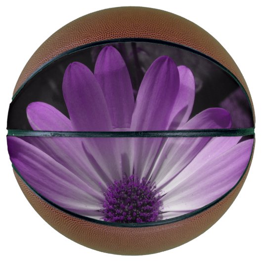 Paarse Daisy Flower Basketball Basketbal (Voorkant)