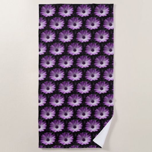Paarse Daisy Flower Beach Towel Strandlaken (Voorkant)