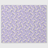 Paarse Daisy Flower Botanische Schattigee Patroon Cadeaupapier (Vlak)