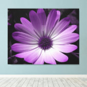 Paarse Daisy Flower Canvas Print (Insitu (Houten vloer))