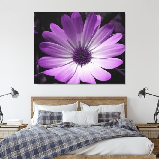 Paarse Daisy Flower Canvas Print (Insitu (Slaapkamer))