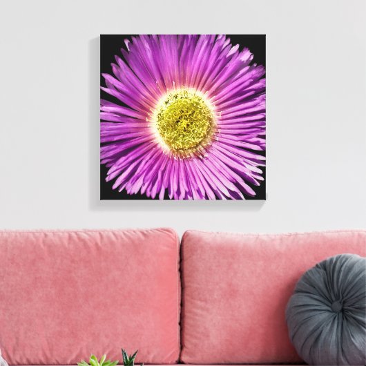 Paarse Daisy Flower Closee Boho Cheerful Floral Canvas Afdruk (Insitu (Woonkamer))
