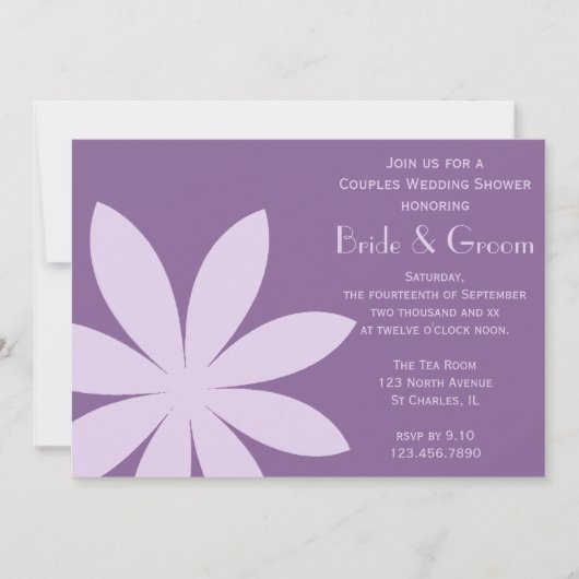 Paarse Daisy Flower Couples Wedding Shower Kaart (Voorkant)