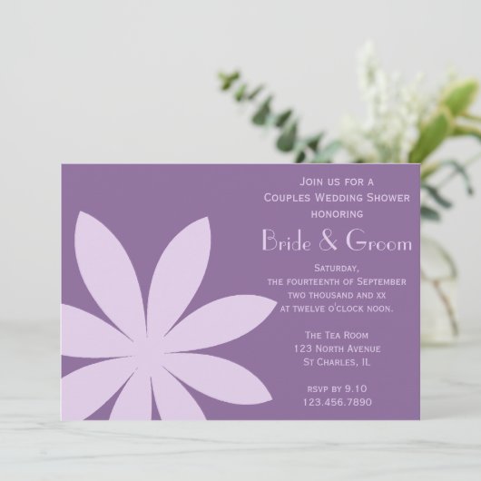 Paarse Daisy Flower Couples Wedding Shower Kaart (Staand voorkant)