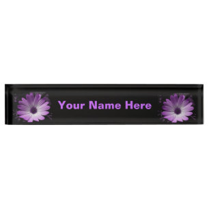Paarse Daisy Flower Custom Desk Naambordje
