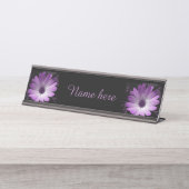 Paarse Daisy Flower Custom Desk Sign Bureau Naambordje (Voorkant)