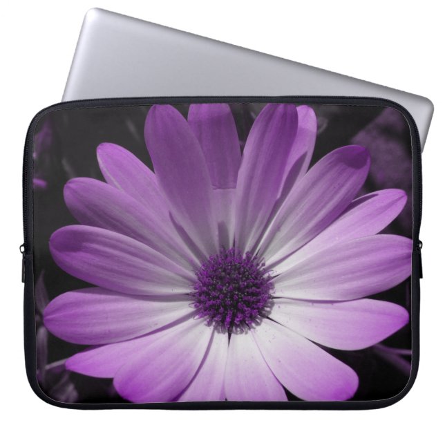 Paarse Daisy Flower Laptoptas Laptop Sleeve (Voorkant)