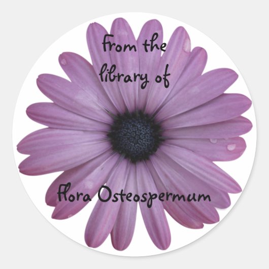 Paarse Daisy Flower Osteospermum aangepaste boeken Ronde Sticker (Voorkant)
