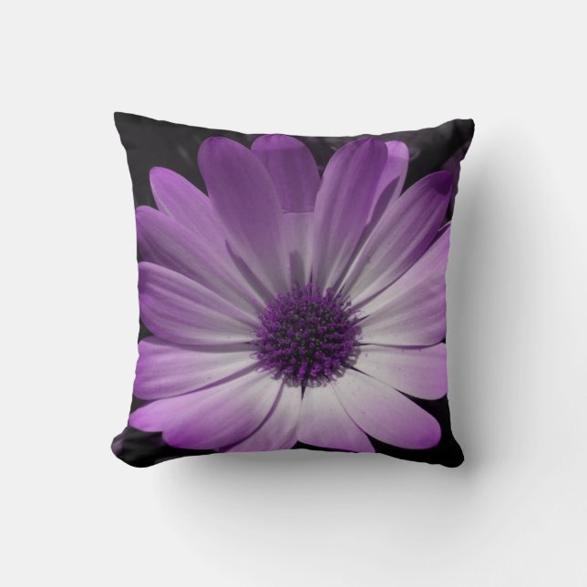 Paarse Daisy Flower Pillow Kussen (Voorkant)