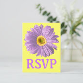 Paarse Daisy Flower RSVP of Custom Briefkaart (Staand voorkant)