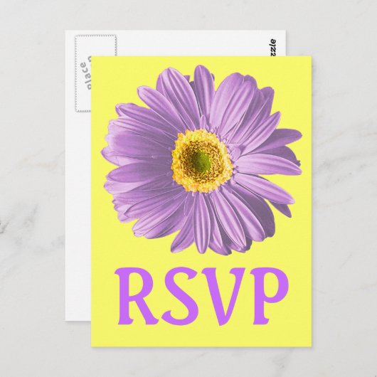 Paarse Daisy Flower RSVP of Custom Briefkaart (Voorkant / Achterkant)