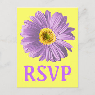 Paarse Daisy Flower RSVP of Custom Briefkaart
