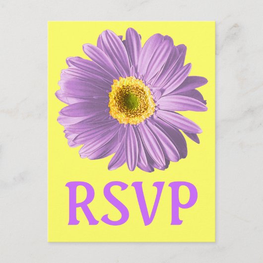 Paarse Daisy Flower RSVP of Custom Briefkaart (Voorkant)