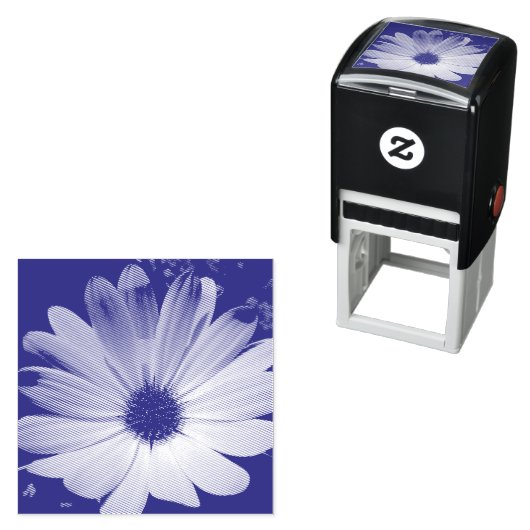 Paarse Daisy Flower Self Inking Stamp Zelfinktende Stempel (In situ)
