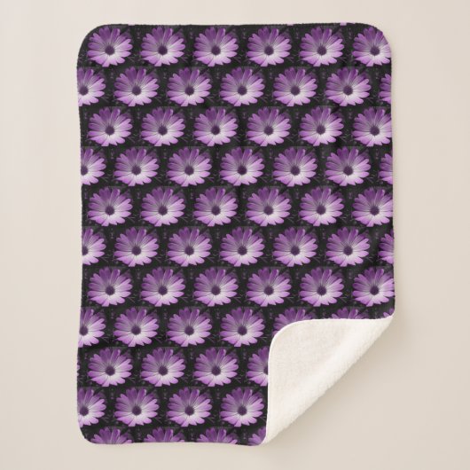 Paarse Daisy Flower Sherpa Blanket Deken (Voorkant)