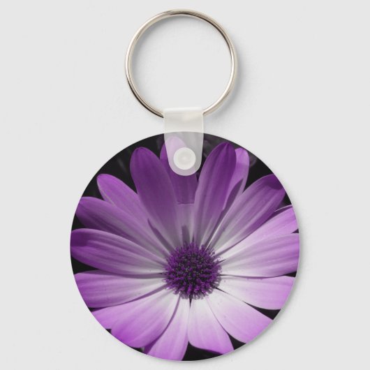 Paarse Daisy Flower Sleutelhanger (Voorkant)